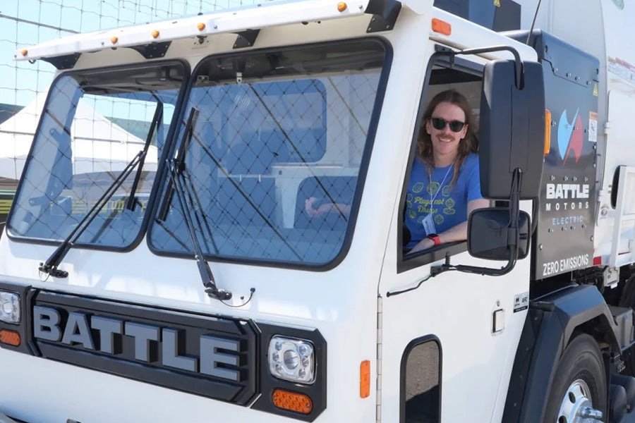 We drove Battle Motors’ awesome electric garbage truck on a racetrack